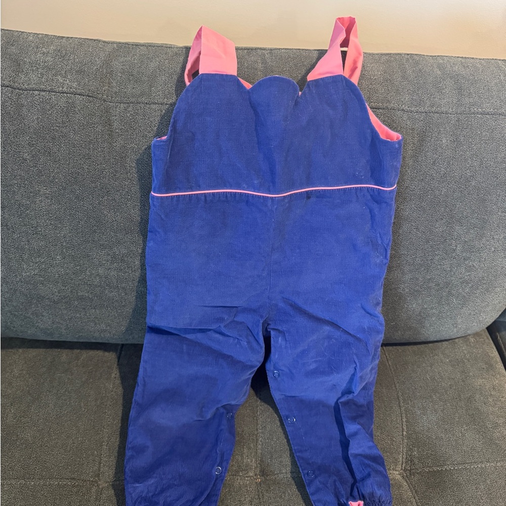 ❌The Beaufort Bonnet Company Blue and Pink Overalls Girl Longall 18-24m cord